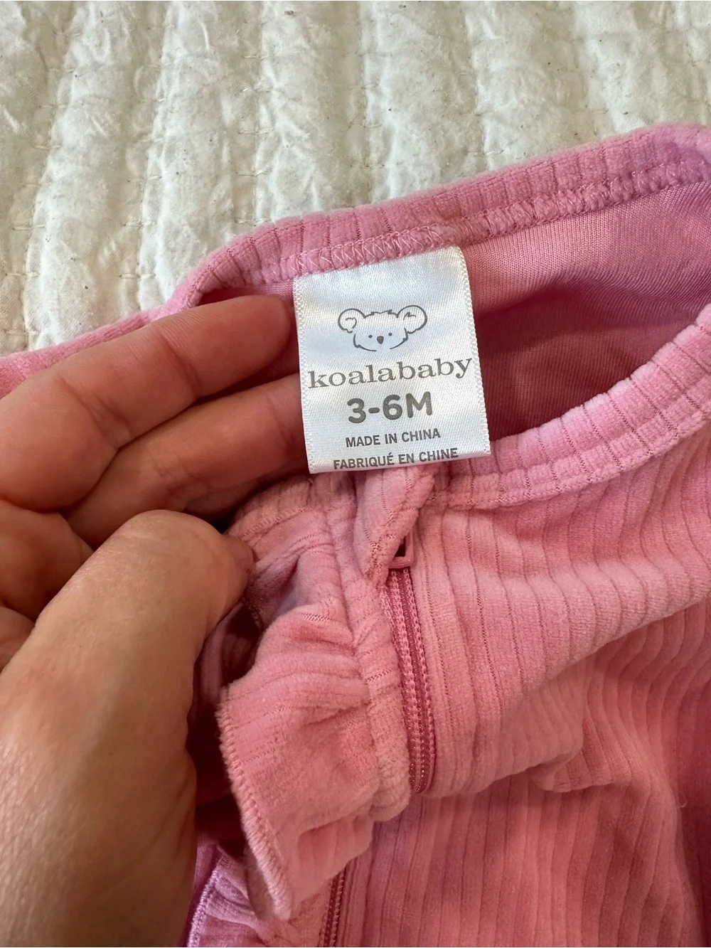 Koala Kids Pink Ribbed Ruffle Footed One-Piece